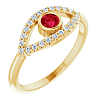 14k Yellow Gold Ruby and White Sapphire Evil Eye Ring