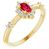 14k Yellow Gold 1/4 ct Oval Ruby and Diamond Halo Ring