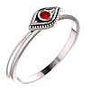 14k White Gold Stackable Ruby Evil Eye Ring