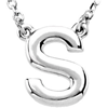 Sterling Silver Block Initial S 16in Necklace