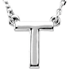 Sterling Silver Block Initial T 16in Necklace