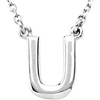 Sterling Silver Block Initial U 16in Necklace