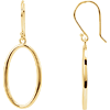 14kt Yellow Gold 3/4in Oval Dangle Earrings