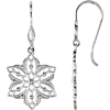 14kt White Gold Beaded Flower Dangle Earrings