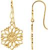 14kt Yellow Gold 1/4in Flower Dangle Earrings