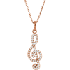 14kt Rose Gold 1/4 ct Diamond Treble Clef 16in Necklace