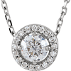 14kt White Gold Halo 1/4 ct Diamond Slide Necklace