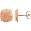 14kt Rose Gold 3/8in Square Hammered Stud Earrings