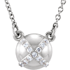 14kt White Gold .07 ct Diamond Accent Button 16in Necklace