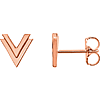 14kt Rose Gold Double V Stud Earrings