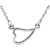 14kt White Gold Sideways Heart on 18in Necklace