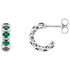 14k White Gold Lab Grown Emerald Huggie Earrings