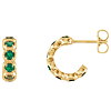 14k Yellow Gold Lab Grown Emerald Huggie Earrings