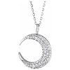 14k White Gold 1/3 ct tw Natural Diamond Crescent Moon Necklace