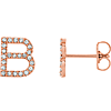 14k Rose Gold Diamond Initial B Earring