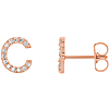 14k Rose Gold Diamond Initial C Earring