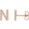 14k Rose Gold Diamond Initial N Earring