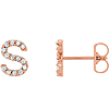 14k Rose Gold Diamond Initial S Earring