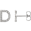 14k White Gold Diamond Initial D Earring