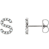 14k White Gold Diamond Initial S Earring