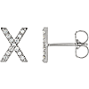 14k White Gold Diamond Initial X Earring