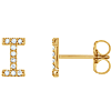 14k Yellow Gold Diamond Initial I Earring