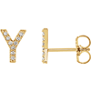 14k Yellow Gold Diamond Initial Y Earring