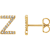 14k Yellow Gold Diamond Initial Z Earring