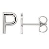 14k White Gold Mini Initial P Single Earring