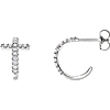 14k White Gold 1/4 ct tw Diamond Cross J-Hoop Earrings