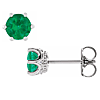 14k White Gold 5mm Lab-Created Emerald & Diamond Crown Earrings