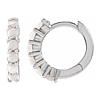 14k White Gold White Opal Huggie Hoop Earrings 1/2in