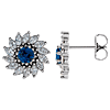 14k White Gold 1.3 ct Blue Sapphire and 1 3/8 ct tw Marquise-cut Diamond Halo Earrings