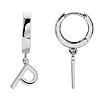 14k White Gold Mini Initial P Single Hoop Earring