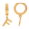 14k Yellow Gold Mini Initial F Single Hoop Earring