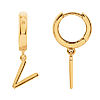 14k Yellow Gold Mini Initial V Single Hoop Earring