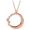 14k Rose Gold 1/4 ct tw Diamond Crescent Moon and Stars Necklace