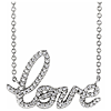 14k White Gold 0.16 ct tw Diamond Love Necklace Lower Case Script Letters