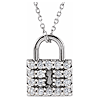 14k White Gold 1/2 ct tw Diamond Lock Necklace