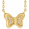 14k Yellow Gold .02 ct tw Diamond Butterfly Necklace