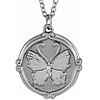 14k White Gold Butterfly Medallion Necklace