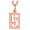 14k Rose Gold Pierced Number 5 Dog Tag Necklace