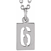 14k White Gold Pierced Number 6 Dog Tag Necklace