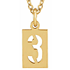 14k Yellow Gold Pierced Number 3 Dog Tag Necklace