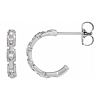 14k White Gold .04 CTW Diamond Chain Link Hoop Earrings