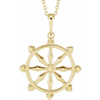 14k Yellow Gold Dharmachakra Wheel Necklace