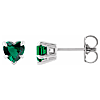 14k White Gold 5mm Lab Created Emerald Heart Stud Earrings 