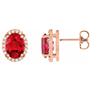 14k Rose Gold 1.2 ct Oval Lab Created Ruby and Diamond Earrings