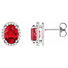 14k White Gold 1.2 ct Oval Lab Created Ruby and Diamond Earrings