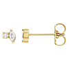 14k Yellow Gold 0.08 ct tw Marquise and Round Diamond Two-Stone Stud Earrings